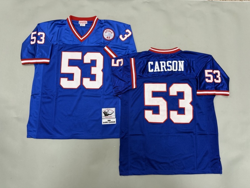 Men 2025 New York Giants #53 Carson blue Throwback Limited NFL Jersey style 001